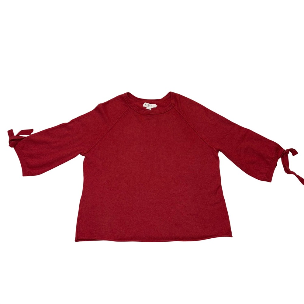 Velvet by Graham & Spencer Red 100%‎ Cashmere Tie Cuff Raglan Sweater Small